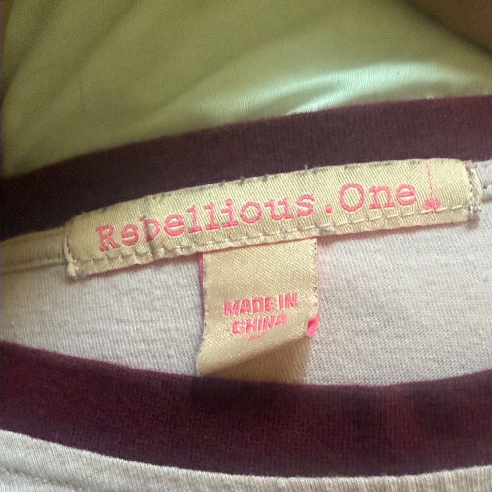 Rebellious One Pink Long Sleeve Tee with Coffee Cup Design - Picture 2 of 7